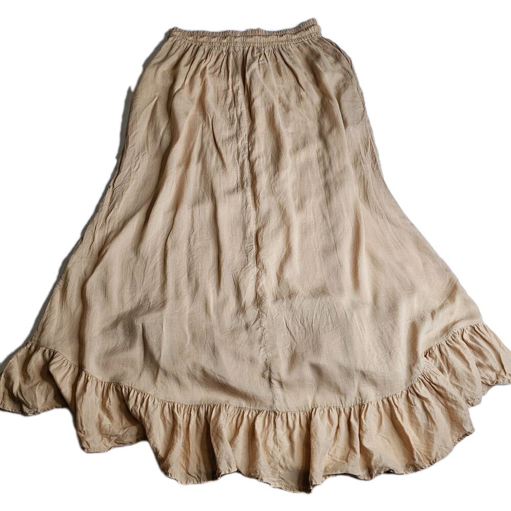 Zara Collection Ruffle Hem Maxi Skirt Caramel Brown Boho size Midium Festival - Picture 7 of 8